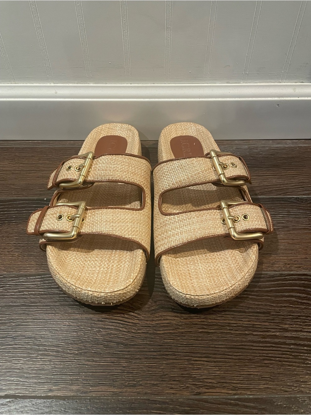J. Crew Marlow Slip On Sandals In Raffia Beach Coastal Vacation Resortwear 8.5 - Picture 2 of 12